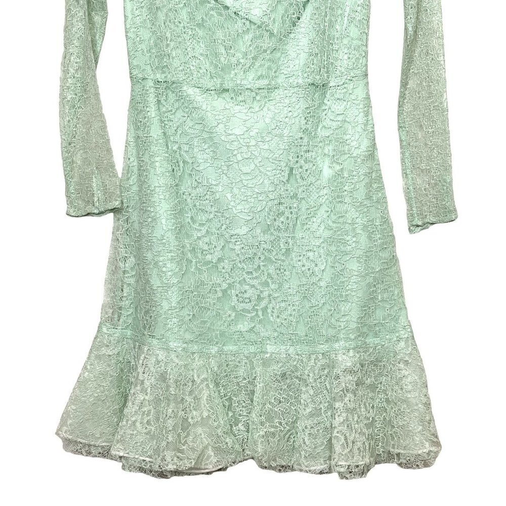 Sandro Paris Mint Green Lace Ruffle Mini Dress NWT Size 34 US 0 - Picture 5 of 11